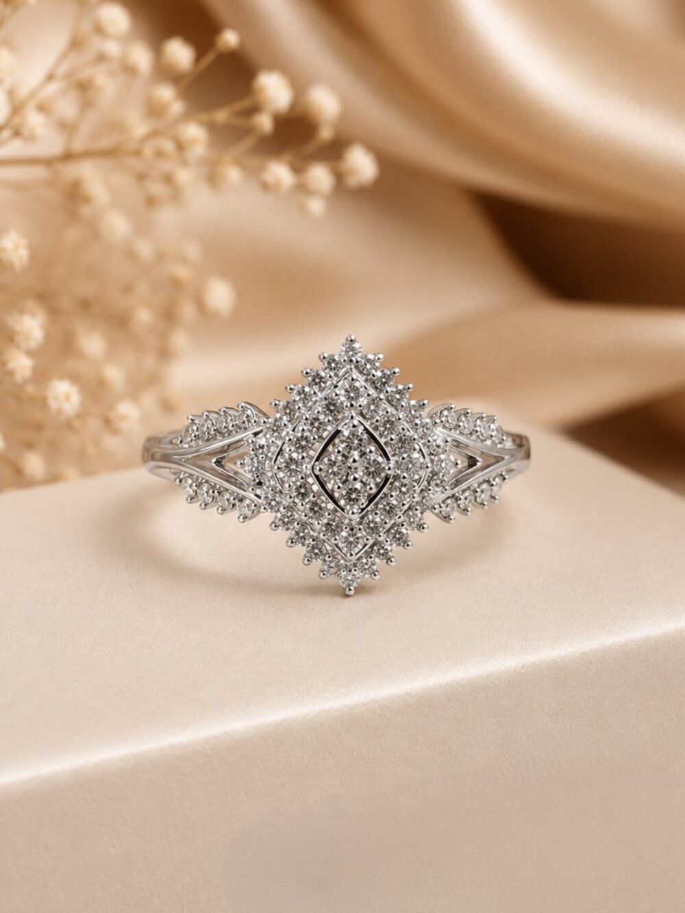 Old Hollywood Diamond Cluster Ring